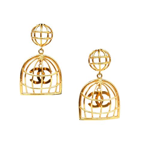 chanel birdcage earrings for sale|Chanel birdcage clip on earrings.